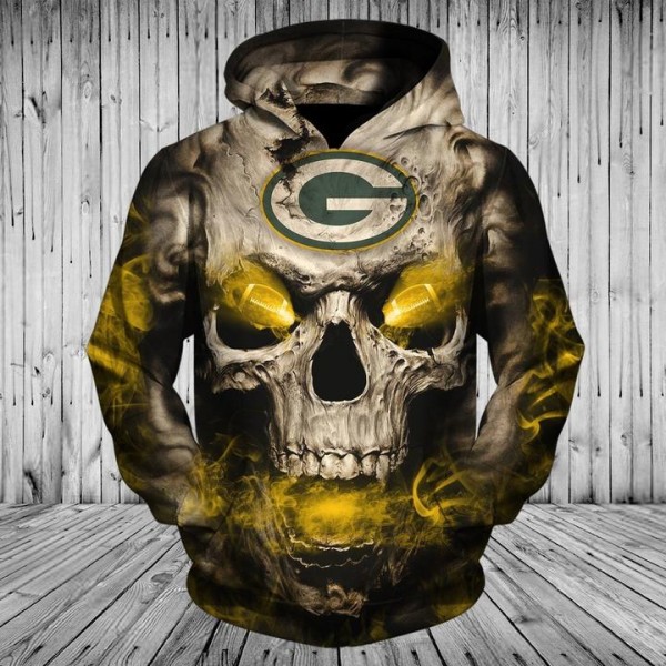 Green Bay Packers 3D Hoodie Hot Skull