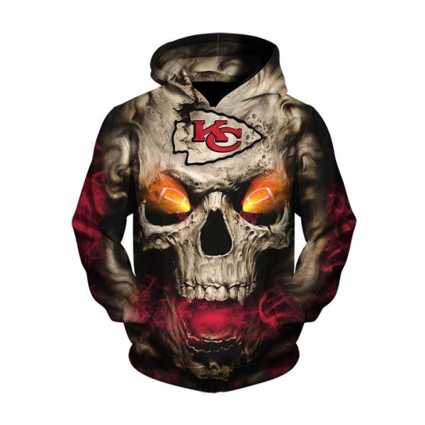 Kansas City Chiefs 3D Hoodie Cool Skull