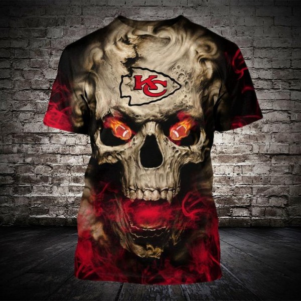 Kansas City Chiefs 3D T-Shirt Skull