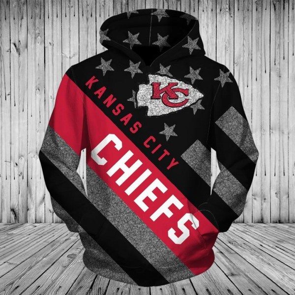 Kansas City Chiefs Hoodie 3D Grey Flag