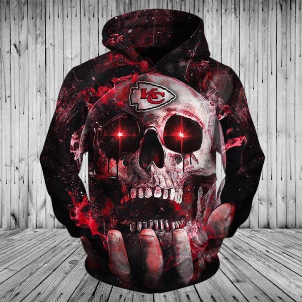 Kansas City Chiefs Hoodie 3D Hot Skull