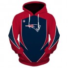 New England Patriots 3D Hoodie Classic Red and Blue